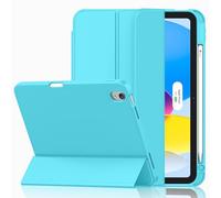 iMieet for iPad 10th Generation Case 10.9 Inch 2022 with Pencil Holder, Slim Trifold Stand Protective Cover with Soft TPU Back and Auto Sleep/Wake, Cyan