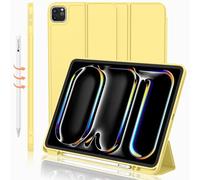 iMieet for iPad Pro 11 Inch Case M4 2024 (5th Generation) with Pencil Holder, [Support Pencil Pro and Pencil (USB-C)], Trifold Stand Smart Case with Soft TPU Back, Auto Wake/Sleep (Yellow)