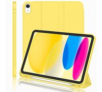 iMieet iPad (A16) Case 11th Gen/iPad 10th Generation Case [11-Inch 2025/10.9 Inch 2022] with Pencil Holder, Trifold Stand Smart Cover with Soft TPU Back,Auto Wake/Sleep(Yellow)