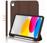 iMieet iPad (A16) Case 11th Gen/iPad 10th Generation Case [11-Inch 2025/10.9 Inch 2022] with Pencil Holder, Trifold Stand Smart Cover with Soft TPU Back,Auto Wake/Sleep(Chocolate)