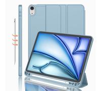 iMieet iPad Air 11 Inch Case M2 2024, iPad Air 5th/4th Generation Case 2022/2020 10.9 Inch with Pencil Holder, Trifold Stand Smart Case(Light Blue)