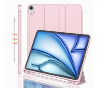 iMieet iPad Air 11 Inch Case M2 2024, iPad Air 5th/4th Generation Case 2022/2020 10.9 Inch with Pencil Holder, Trifold Stand Smart Case(Pink)