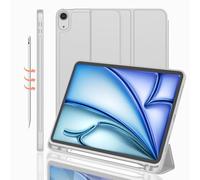 iMieet iPad Air 4th Generation Case 2020, iPad 10.9 Inch Case 2020 with Pencil Holder [Support Touch ID and iPad 2nd Pencil Charging/Pair], Trifold Stand Smart Case with Soft TPU Back (Gray)