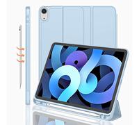 iMieet iPad Air 4th Generation Case 2020, iPad 10.9 Inch Case 2020 with Pencil Holder [Support Touch ID and iPad 2nd Pencil Charging/Pair], Trifold Stand Smart Case with Soft TPU Back (Sky Blue)
