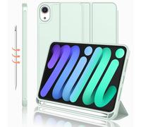 iMieet iPad mini 7 Case 2024 (A17 Pro), iPad mini 6 Case (8.3-Inch,2021 Model), iPad mini 7th/6th Generation Case with Pencil Holder, Trifold Stand Smart Case with Soft TPU Back,Pale Green