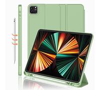 iMieet iPad Pro 12.9 Inch Case 2022/2021/2020/2018 (6th/5th/4th/3rd Gen) with Pencil Holder [Support iPad 2nd Pencil Charging],Trifold Stand Smart Case with Soft TPU Back,Auto Wake/Sleep(Matcha Green)