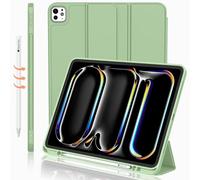 iMieet iPad Pro 13 Inch Case M4 (2024) with Pencil Holder, Trifold Stand Smart Case with Soft TPU Back, Auto Wake/Sleep (Matcha Green)