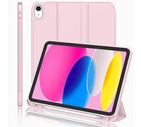 iMieet New iPad 10th Generation Case 2022 10.9 Inch with Pencil Holder, Trifold Stand Smart Case with Soft TPU Back,Auto Wake/Sleep(Pink)