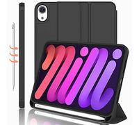 iMieet New iPad Mini 6 Case (8.3-Inch,2021 Model), iPad Mini 6th Generation Case with Pencil Holder [Support iPad 2nd Pencil Charging/Pair], Trifold Stand Smart Case with Soft TPU Back,Black