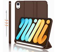 iMieet New iPad Mini 6 Case (8.3-Inch, 2021 Model), iPad Mini 6th Generation Case with Pencil Holder, Trifold Stand Smart Case with Soft TPU Back, Chocolate
