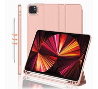 iMieet New iPad Pro 11 Inch Case 2022(4th Gen)/ 2021(3rd Gen) with Pencil Holder [Support iPad 2nd Pencil Charging/Pair],Trifold Stand Smart Case with Soft TPU Back,Auto Wake/Sleep(Rose Gold)