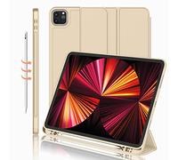 iMieet New iPad Pro 11 Inch Case 2022(4th Gen)/ 2021(3rd Gen) with Pencil Holder [Support iPad 2nd Pencil Charging/Pair],Trifold Stand Smart Case with Soft TPU Back,Auto Wake/Sleep(Champagne Gold)