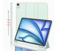 iMieet Smart Case for iPad Air 11 inch M3 (2025) / M2 (2024), iPad Air 5th/4th Generation 2022/2020 10.9 inch Case with Pencil Holder, Trifold Stand with Soft TPU Back (Pale Green)
