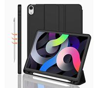 iMieet Trifold Stand with Soft TPU Back Smart Case with Pencil Holder for iPad Air 4th Generation 2020, iPad 10.9in 2020 (Black)