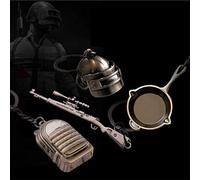 IMIKE 4 Pcs Metal Keychains Level 3 Helmet Kar98K Backpack Frying Pan Key Ring Gifts