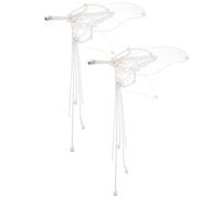 IMIKEYA 1 Pair Butterfly Hair Clips Tassel Drop Style Decorative Hair Accessories for Women Bride Wedding Performances Mesh Artificial Pearl Sequins Iron