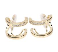 IMIKEYA 1 Pair Charming C Shaped Clip Earrings for Women Non Piercing Ear Chic Rhinestone Design for Parties Events and Daily Wear Comfortable All Day Style