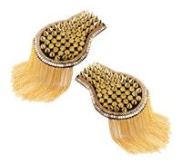 IMIKEYA 1 Pair Lightweight Riveted Tassel Epaulet Shoulder Boards in Golden Colour with Safety Pins, Cloth and Alloy Material, Fashion Costume Accessories for Halloween and Egyptian