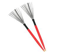 IMIKEYA 1 Pair Portable Jazz Drum Brush Wire Brush with Maple Wooden Handle for Snare Cajon Drums Comfortable Grip for Percussion Musicians Durable Carbon Steel Design