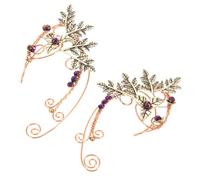 IMIKEYA 1 Pair Rose Gold Leaf Ear Cuff Earrings Non Piercing Clip-On Fairy Jewelry for Women Handmade Vintage Ear Wraps