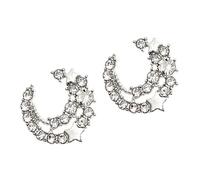 IMIKEYA 1 Pair Sparkly Moon and Star Earrings for Women Fashion Studs Jewelry Unique Design Elegant Accessories for Daily Wear Parties Special Occasions