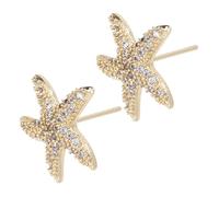 IMIKEYA 1 Pair Sterling Silver Gold Plated Flower Ear Studs with Zirconia Delicate and Shiny Earrings for Photography and Everyday Wear