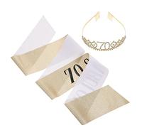 IMIKEYA 1 Set Birthday Crown Set Funny Sash Tiara Retirement Decorations Women Accessories Pink Princess Crowns Birthday Decor Party Decorations Golden Gold Dust Stretch Leather