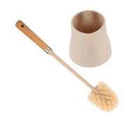 IMIKEYA 1 Set Wooden Handle Toilet Brush with Holder Slip Resistant Gentle for Toilet Bathtub and Bathroom Surfaces Long Handled Scrubber for Thorough Cleaning