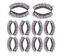 IMIKEYA 10 Pairs False Eyelashes Artificial Lashes Fiber Material Easy to Apply Easy to Remove Charming Fashionable Black Eyelash Extensions for Prom and Fancy Dress Parties