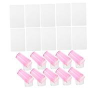 IMIKEYA 10 sets Nail Stamp Kit Soft Silicone French Tip Art Tool with Scrapers Clear Handle for Precision Nail Art Design Protective Cap Included for DIY Manicure and Salon Use