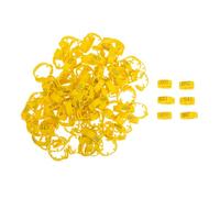 IMIKEYA 100pcs Yellow Plastic Chicken Leg Bands Foot Mark Rings for Poultry Identification, Easy to Use and Burr-free, Adjustable Numbered Rings Suitable for Breeding and Poultry