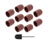 IMIKEYA 10pcs 180# Coffee Color Nail Sanding Caps with Mandrel Nail Grinding Head Manicure Tool Replacement Polishing Burr Caps for Cuticle Removal and Use