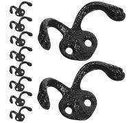 IMIKEYA 10pcs Black Iron Wall Mounted Coat Hooks with Heavy Duty Multifunction Design, Rustic Vintage Charm and Antique Finish, for Bathroom Door, Kitchen and Home Storage