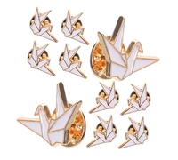 IMIKEYA 10pcs Cartoon Origami Crane Brooch Pins Metal Badge Lapel Pins Lightweight Artistic Animal Shape Accessories for Women Clothing Bags Craft Projects