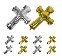 IMIKEYA 10pcs Cross Communion Foil Balloons Series Gold Silver Religious Decorations for Baptism Christening Confirmation Memorial Family Party Celebrations