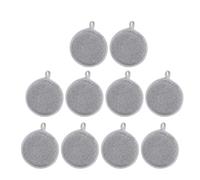 IMIKEYA 10pcs Double-Sided Silver Thread Round Dish Washing Scrub Sponges Kitchen Cleaning Pads Steel Scrubber for Dishes Household Cleaning Sponge Set