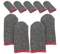 IMIKEYA 10pcs Gaming Finger Sleeves in Black Silver Fiber Touch Covers | Breathable Fit, Friction Protection, Reduced Input Errors, Slim Profile for Precise Use