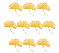 IMIKEYA 10pcs Ginkgo Leaf Embroidered Patch for Dress and Jackets, DIY Embroidery Thread Applique with Iron-on Adhesive, for Everyday Wear and Garment Repair in Khaki Colour