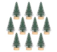 IMIKEYA 10pcs Mini Christmas Trees With Wood Base Bottle Brush Xmas Tree Ornaments Tabletop Small Sisal Snow Pine Tree for Home Holiday Party Decoration DIY Snow Landscaping Craft