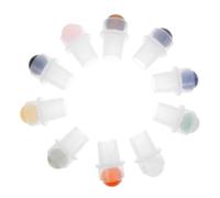 IMIKEYA 10pcs Natural Crystal Jade and Rose Roller Ball Inserts for Essential Oil Bottles, 16-Tooth Frosted Glass Refillable Roll-on Perfume Bottles with Multi-Color Gemstone Tops