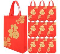 IMIKEYA 10pcs Red Non-woven Fabric New Year Bag with Handles Featuring Chinese Fu Character Prints, Portable and Easy to Carry Bags for Spring Festival Party Favors and Shopping