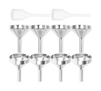 IMIKEYA 10pcs Small Metal Funnel Set with 8 Silver Large Funnels and 2 Spring Droppers 3ml for Perfume Refills, Skincare Liquid Dispensing, and Mini Bottle Filling in Kitchen and Travel