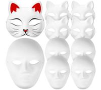 IMIKEYA 10pcs White DIY Paper Masks Cat Shape for Hand Painting and Cosplay, Creative Blank Masks for Masquerade Party and Occasions