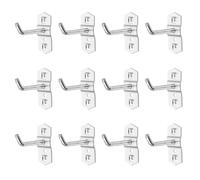 IMIKEYA 12 Pcs Metal Square Hole Pegboard Hooks Heavy Duty Peg Board Hooks for Tool Organization Display Silver Shelf Rack Pegs for Garage Shop Storage