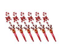 IMIKEYA 12pcs 24 Inch Inflatable Candy Cane Deer Head Balloons, Foil Handheld Party Decorations for Christmas, Sturdy and Festive Outdoor Play Accessories