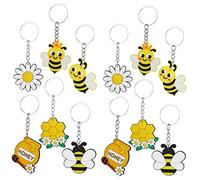 IMIKEYA 12Pcs Cute Bee Keychains Adorable Flower Keyrings for Bags Bee Party Favors Backpack Pendants for Bee Lovers Eye Catching Keychain Decor