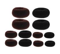 IMIKEYA 12Pcs Hair Donut Bun Makers Set with Black and Brown Colors Medium to Extra Large Sizes Hair Bun Shapers for Women and for Updos and