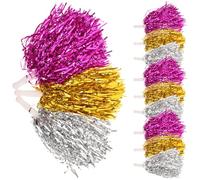 IMIKEYA 12pcs Reusable Cheerleading Pom Poms with Assorted Colours, Pet Material Handheld Cheer Props for Cheer Choreography and Dancing Matches, Add Sparkle to Performances