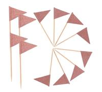 IMIKEYA 12pcs Rose Gold Triangle Cake Flags Party Food Picks for Dessert Cupcakes Cheese Platters Fruit Decorations Sturdy Portable Cocktail Toppers for Restaurants Events