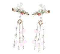 IMIKEYA 1Pair Chinese Vintage Hair Sticks with Tassel Antique Hairpin for Long Hair Imitation Jade Flower Design for Hanfu Accessories Elegant Option for Women